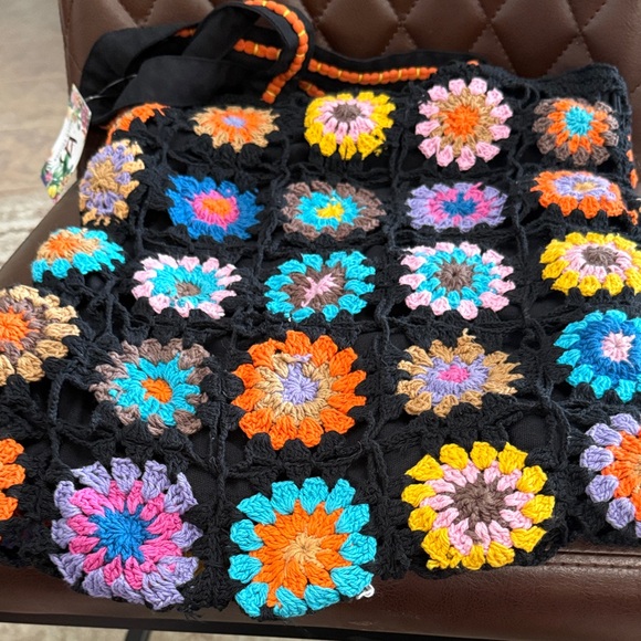 NWT Colorful Crochet Pattern Tote Bag - Picture 2 of 8